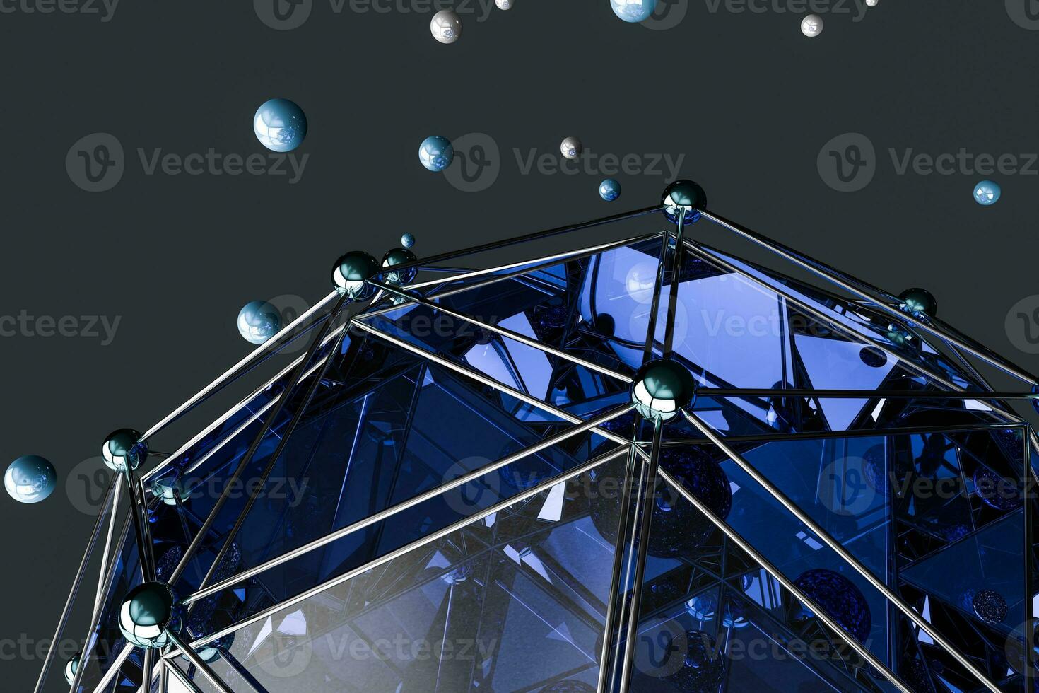 3d rendering, creative triangle polygon construction photo