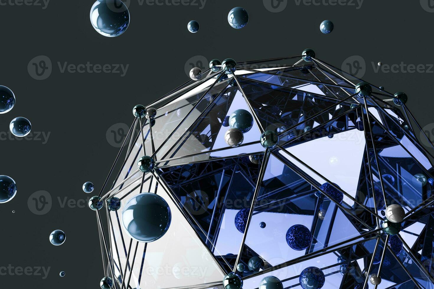 3d rendering, creative triangle polygon construction photo