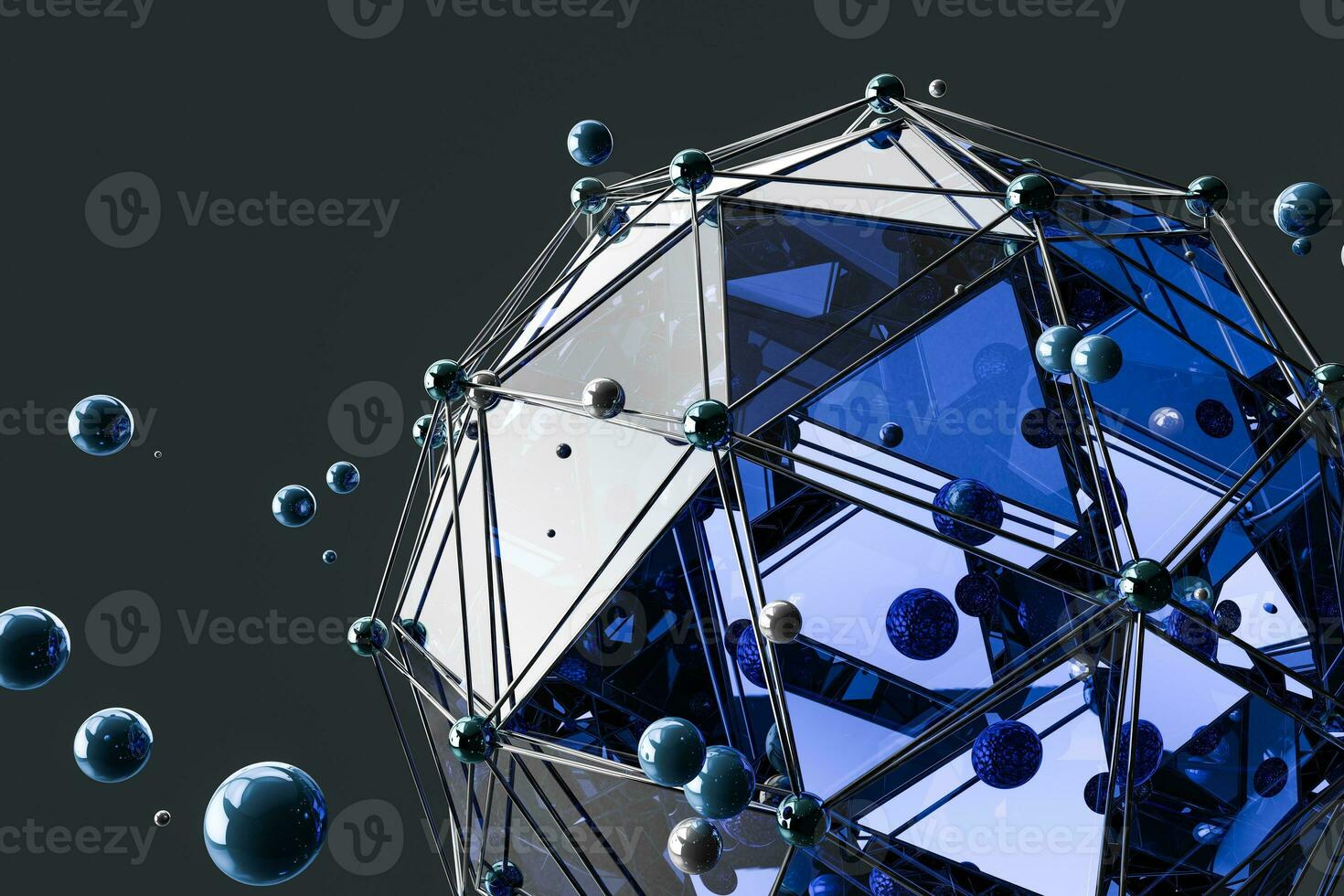 3d rendering, creative triangle polygon construction photo