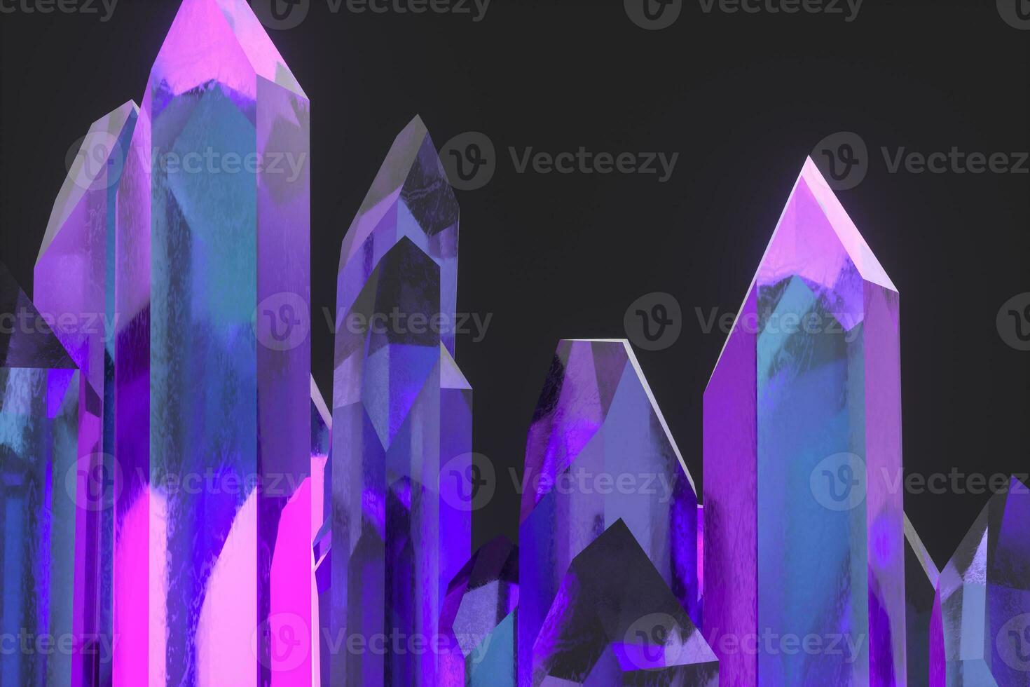 A cluster of precision-cut magic crystal, science fiction and magic theme, 3d rendering. photo