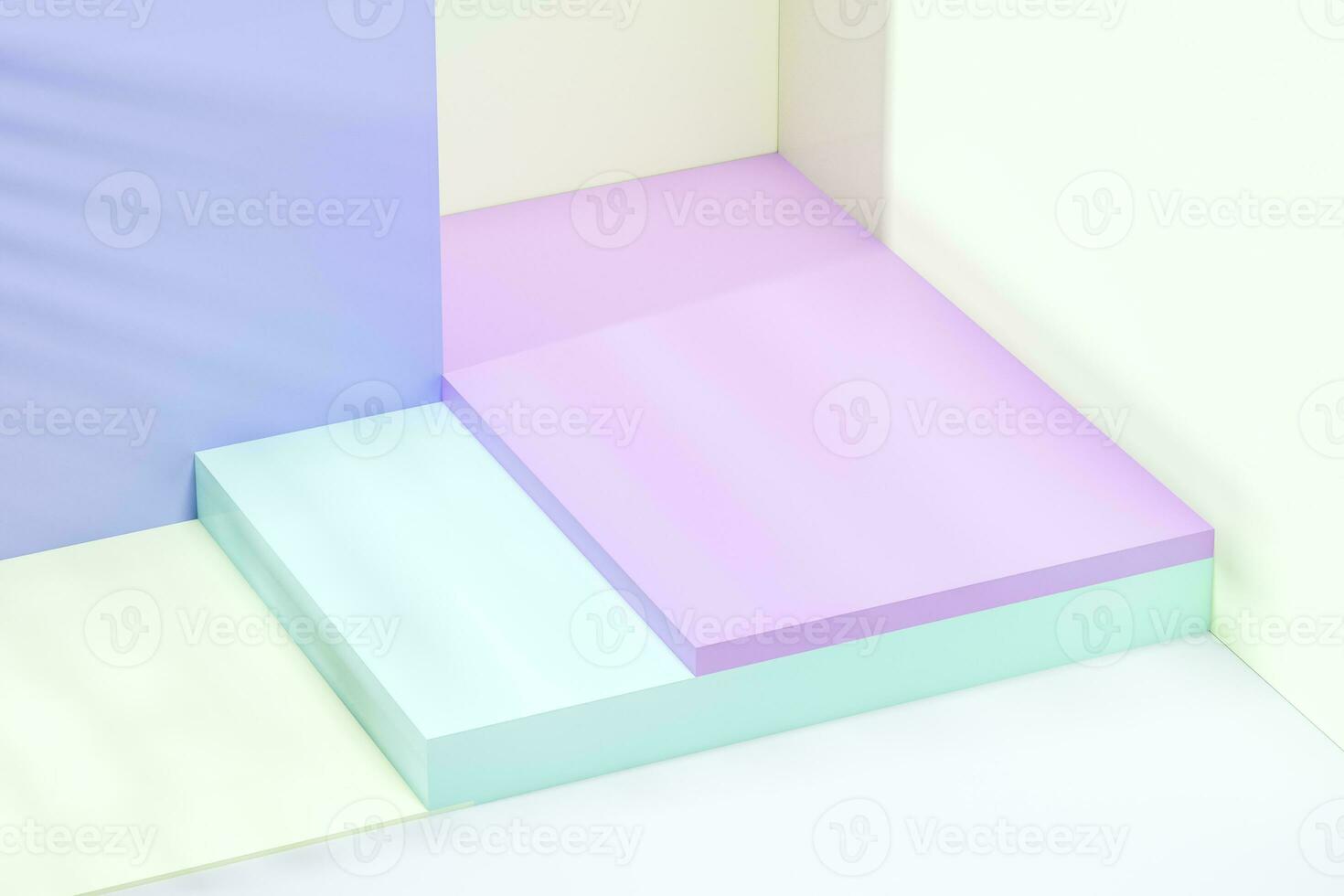 3d rendering, relaxing tint color room with creative shapes. photo