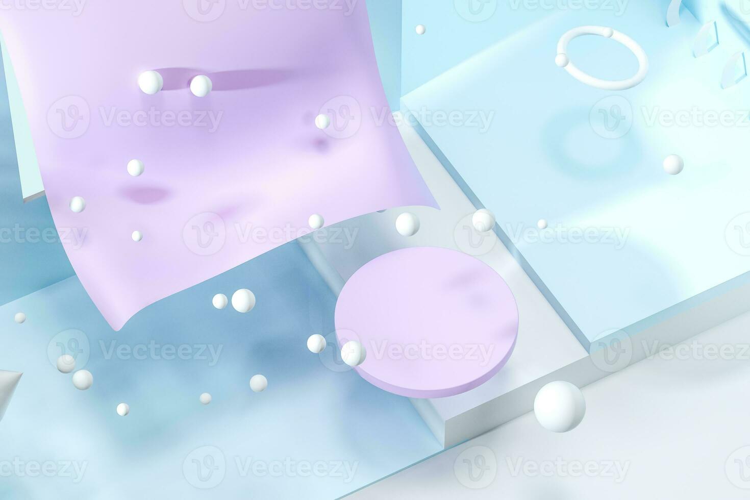 3d rendering, relaxing tint color room with creative shapes. photo