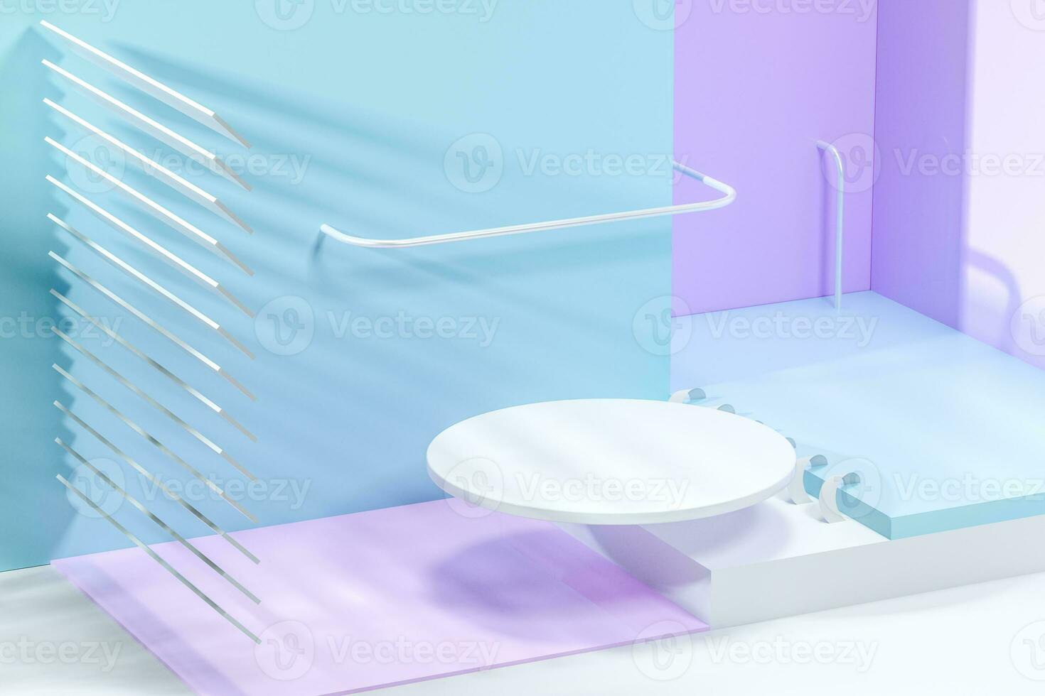 3d rendering, relaxing tint color room with creative shapes. photo