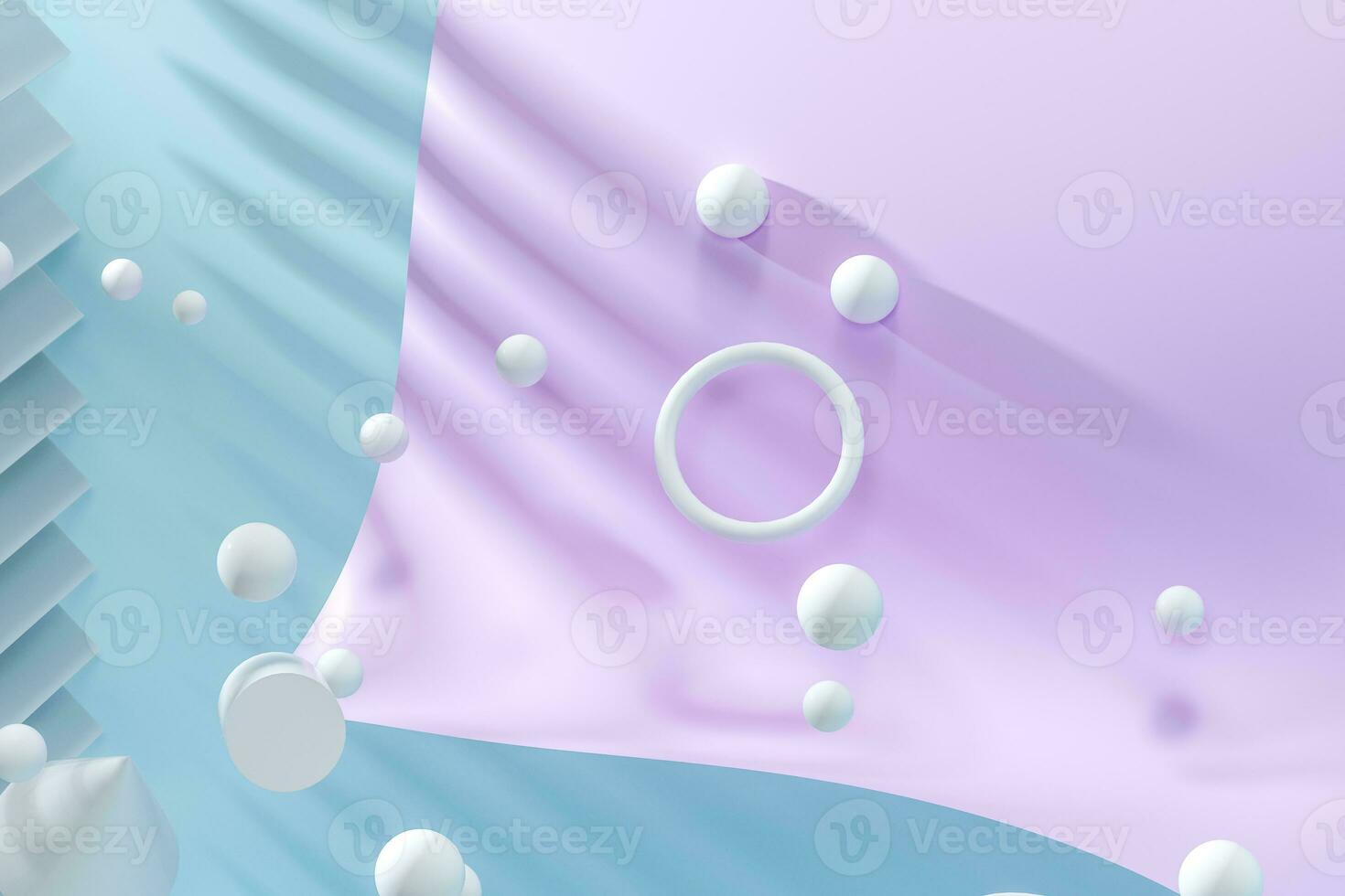 3d rendering, relaxing tint color room with creative shapes. photo