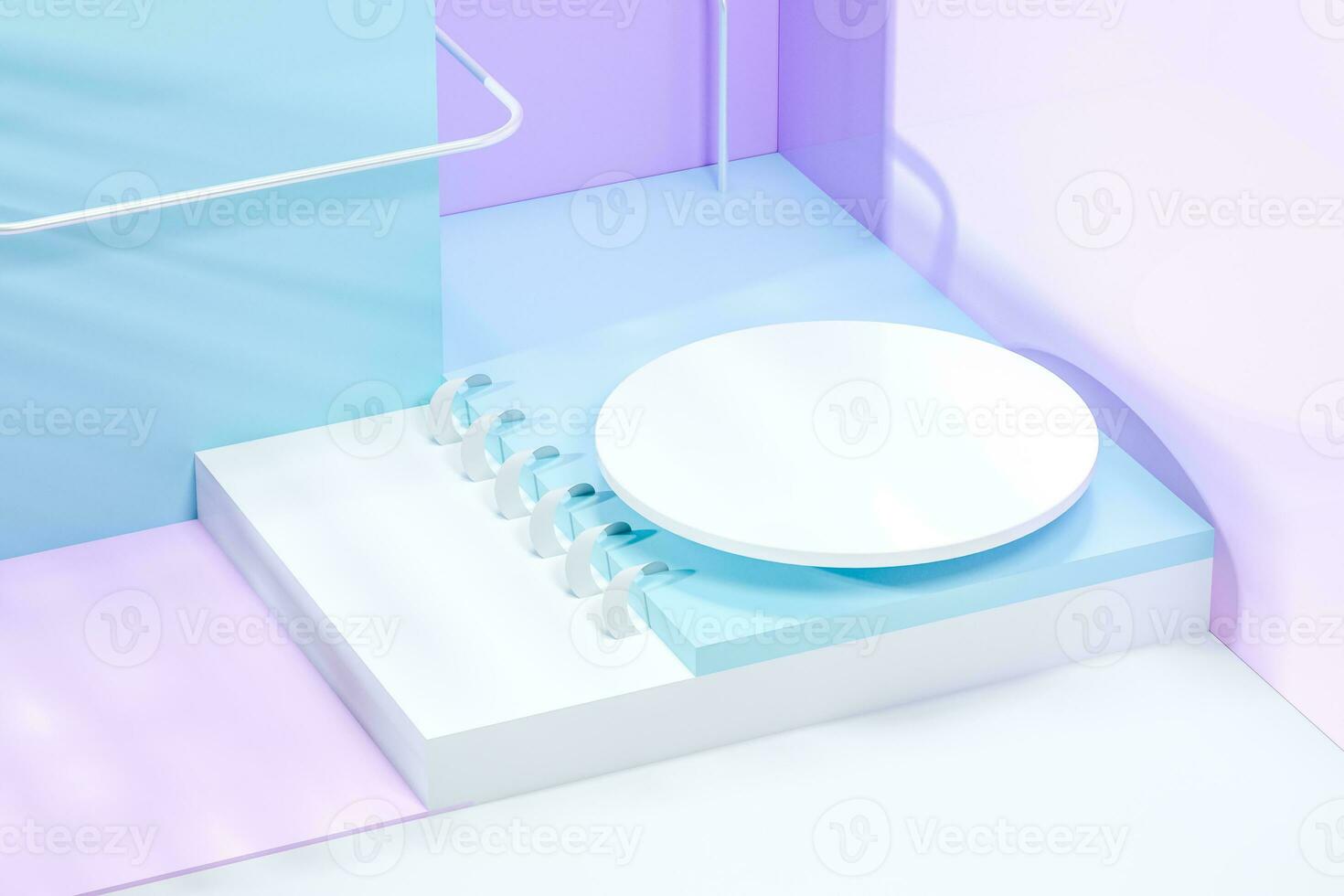 3d rendering, relaxing tint color room with creative shapes. photo