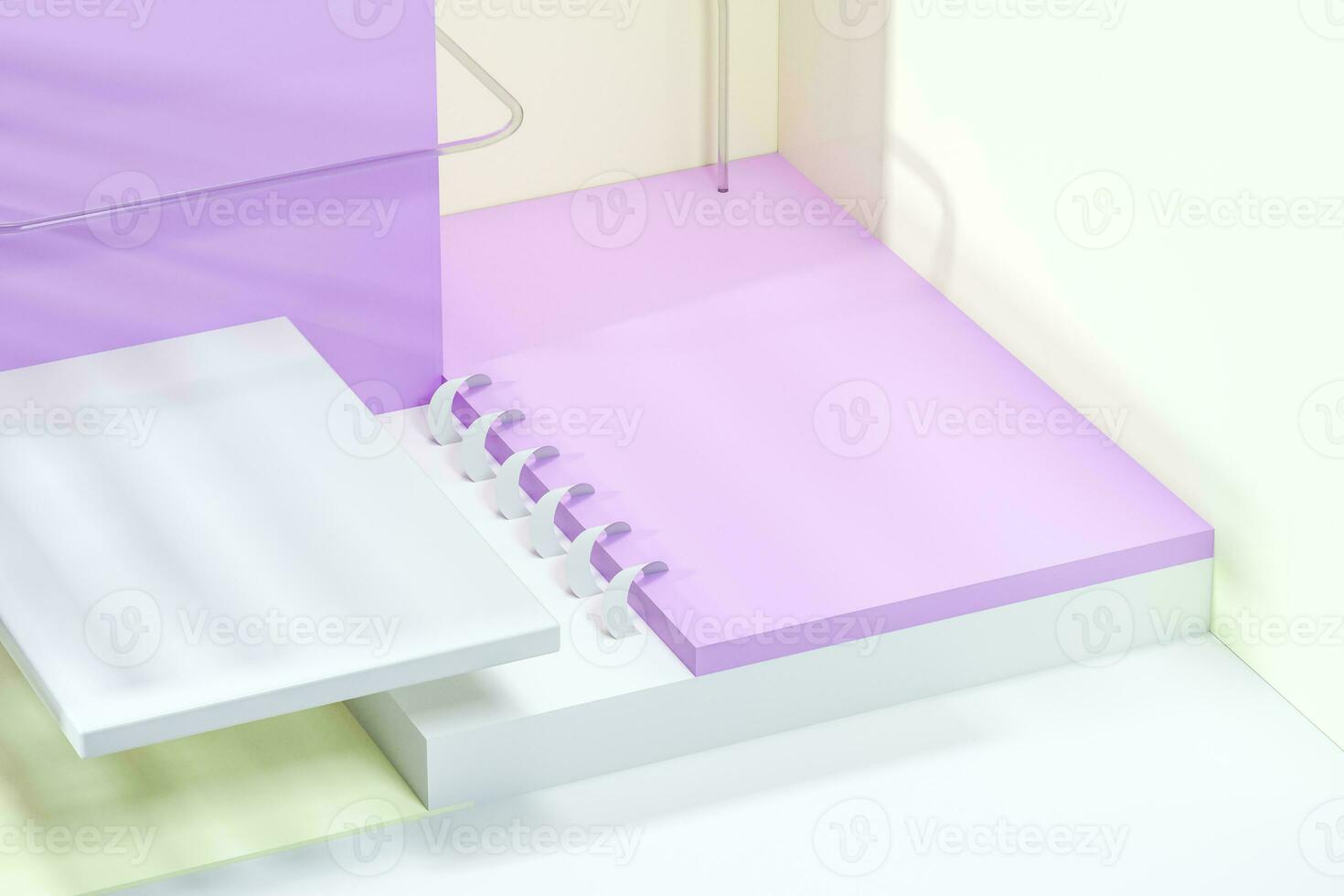 3d rendering, relaxing tint color room with creative shapes. photo