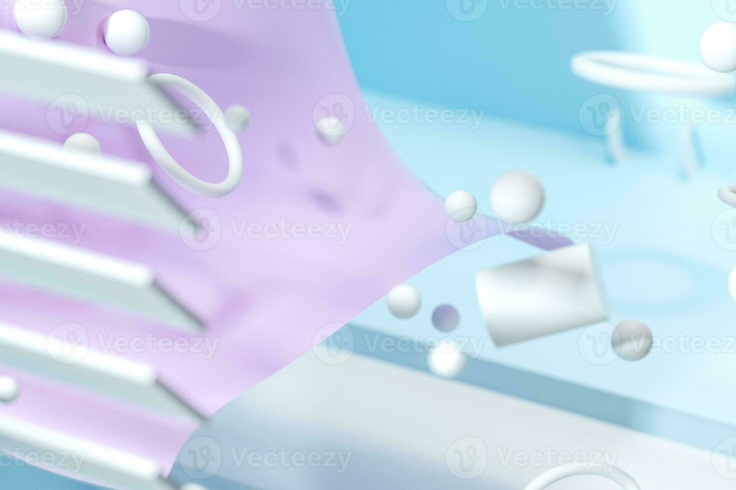3d rendering, relaxing tint color room with creative shapes. photo