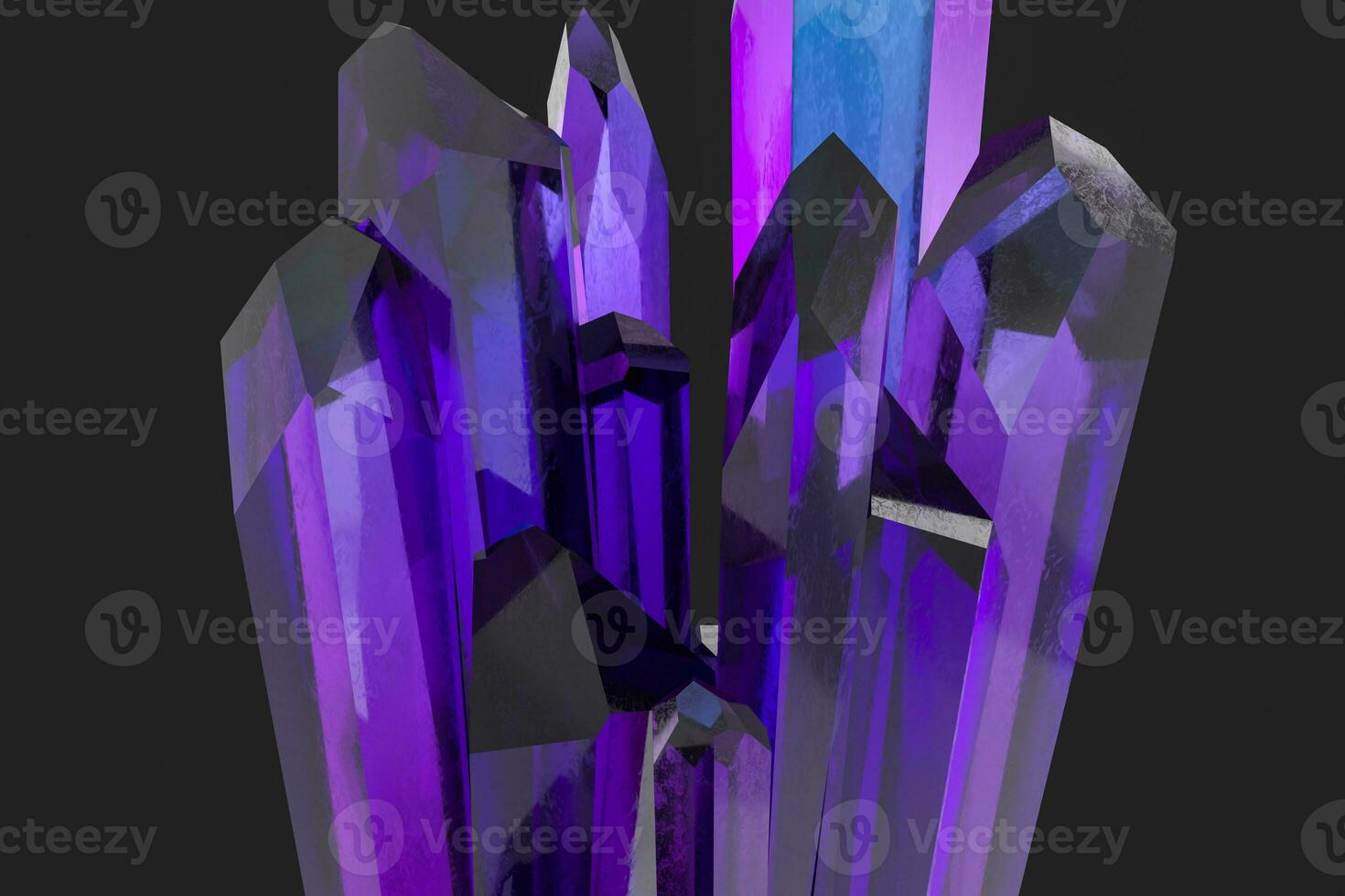 A cluster of precision-cut magic crystal, science fiction and magic theme, 3d rendering. photo