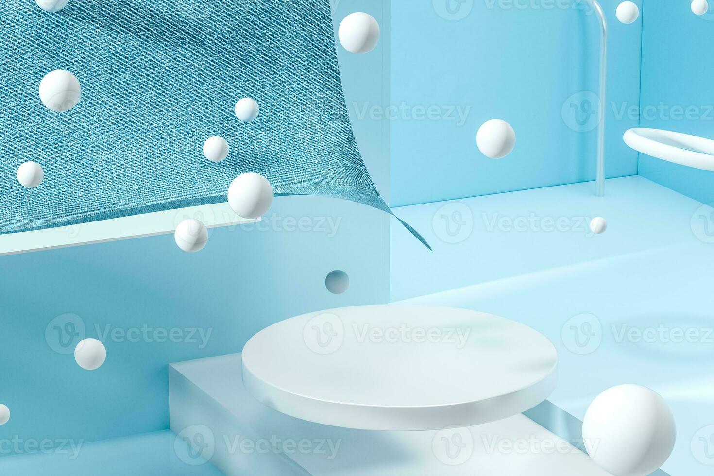 3d rendering, relaxing tint color room with creative shapes. photo