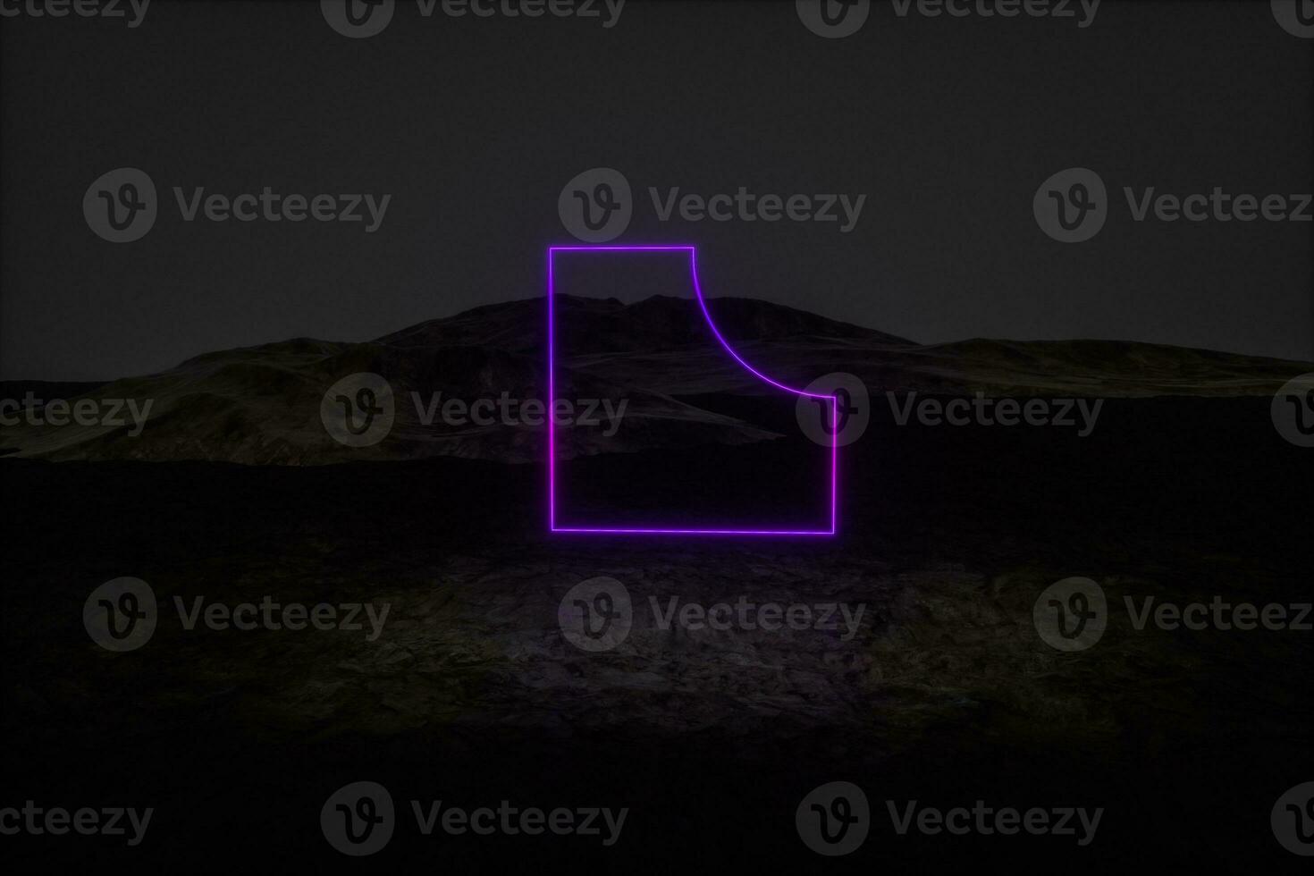 colorful glowing lines with dark mountain background, 3d rendering photo