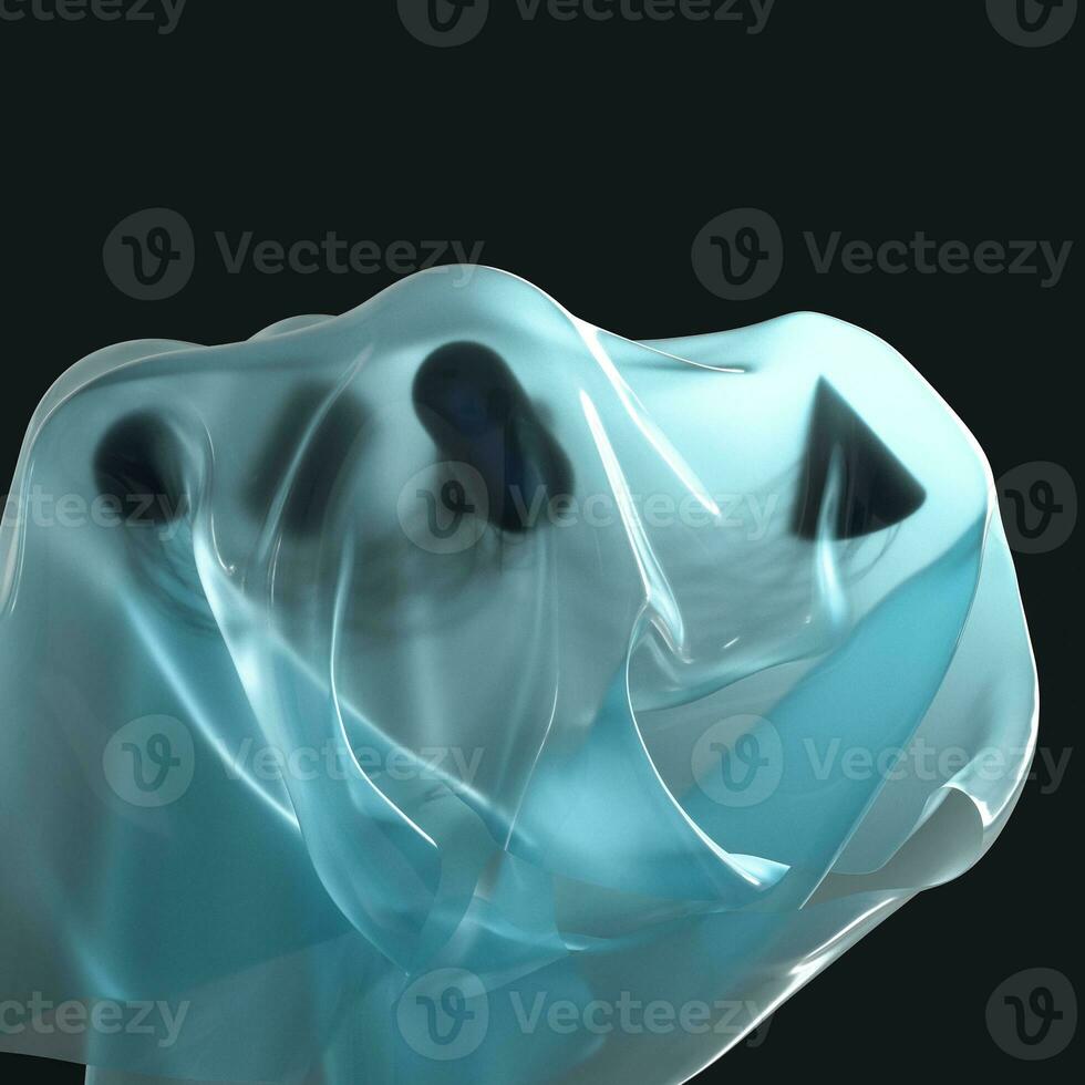 Abstract fabric shapes with dark background, 3d rendering. photo