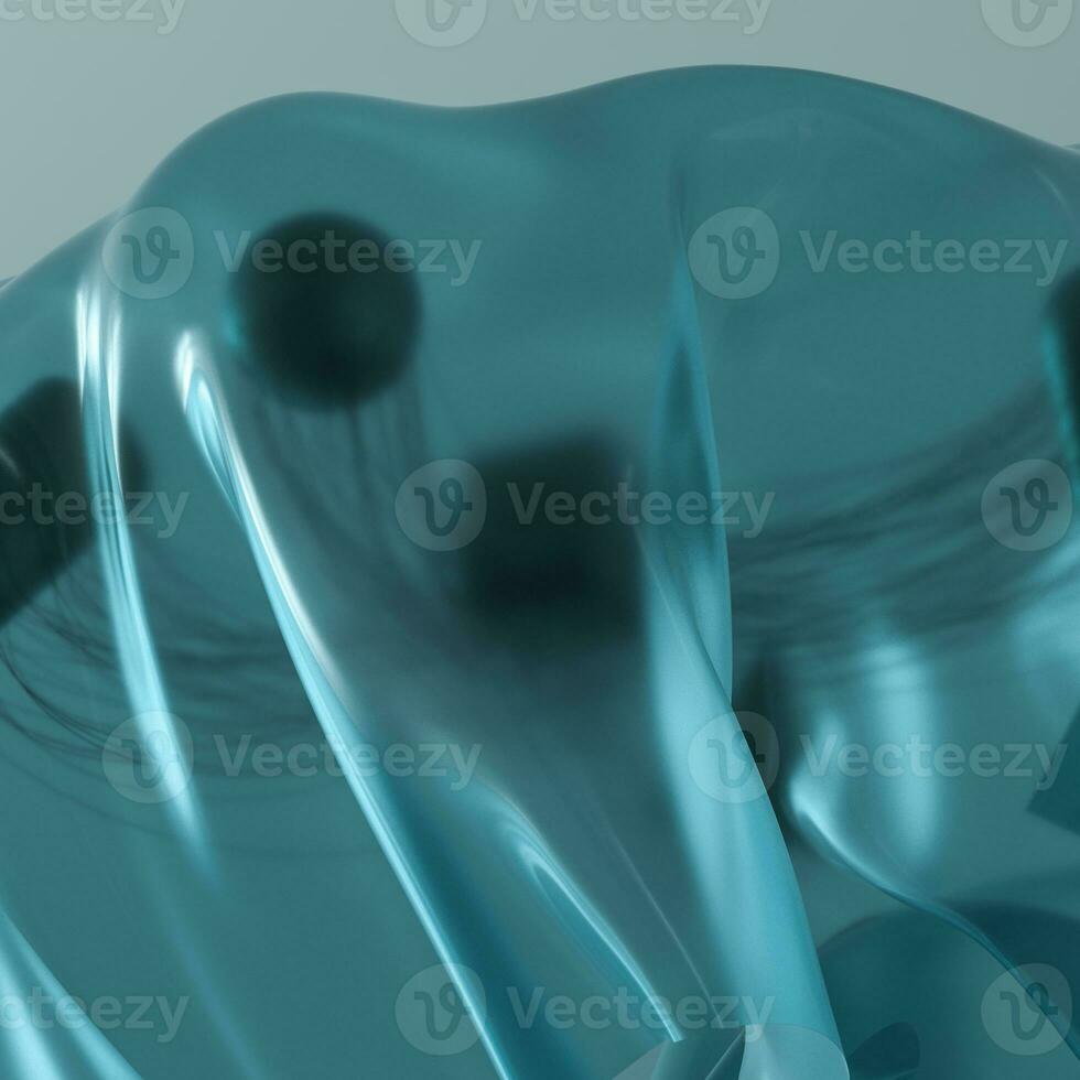 Abstract fabric shapes with dark background, 3d rendering. photo