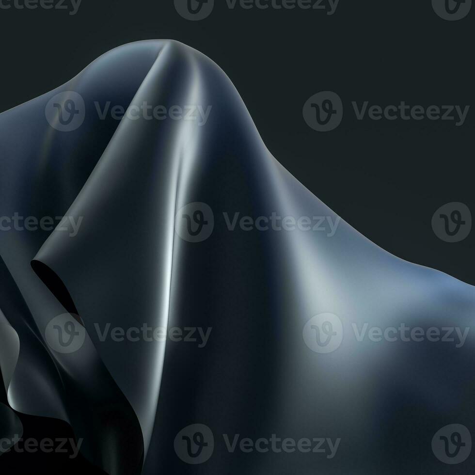 Abstract fabric shapes with dark background, 3d rendering. photo