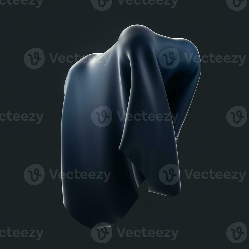 Abstract fabric shapes with dark background, 3d rendering. photo