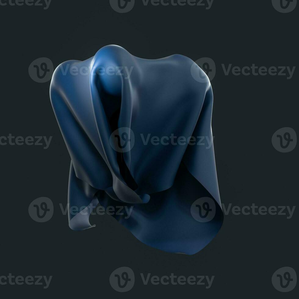 Abstract fabric shapes with dark background, 3d rendering. photo