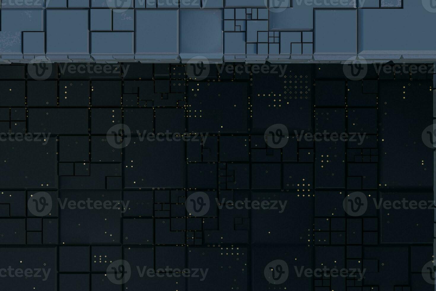 Dark ruins with circuit texture wall, sci-fi architecture background, 3d rendering. photo
