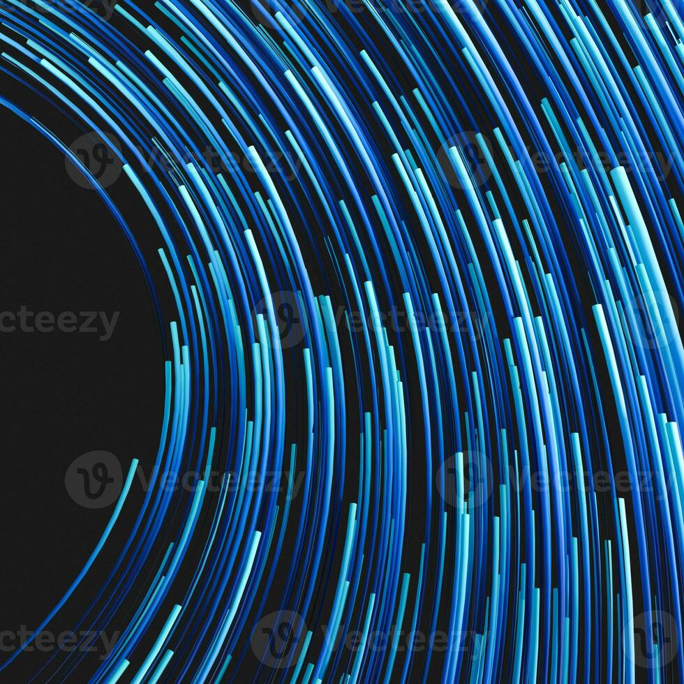Blue swirling swirls with gradient lines, 3d rendering photo