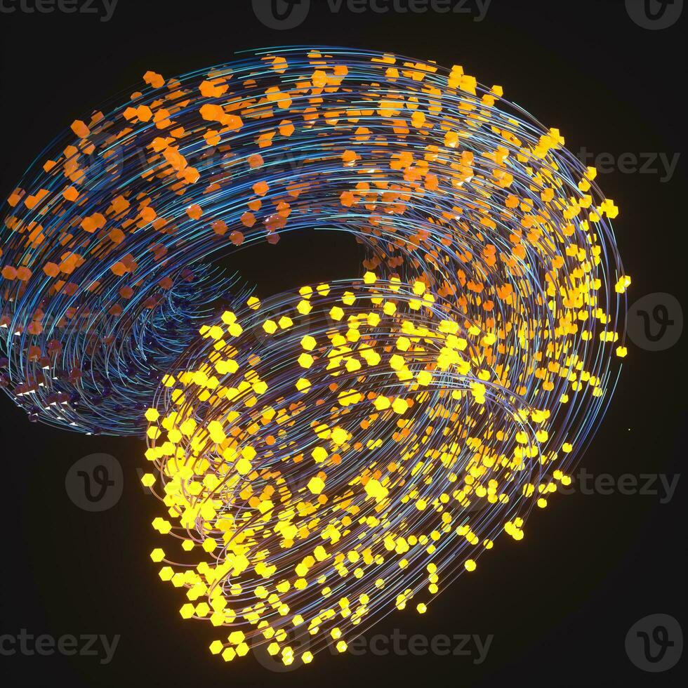 Swirling swirls with gradient lines, 3d rendering photo