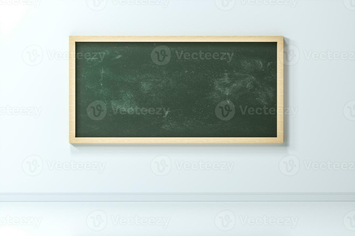 A classroom with a blackboard in the front of the room, 3d rendering. photo