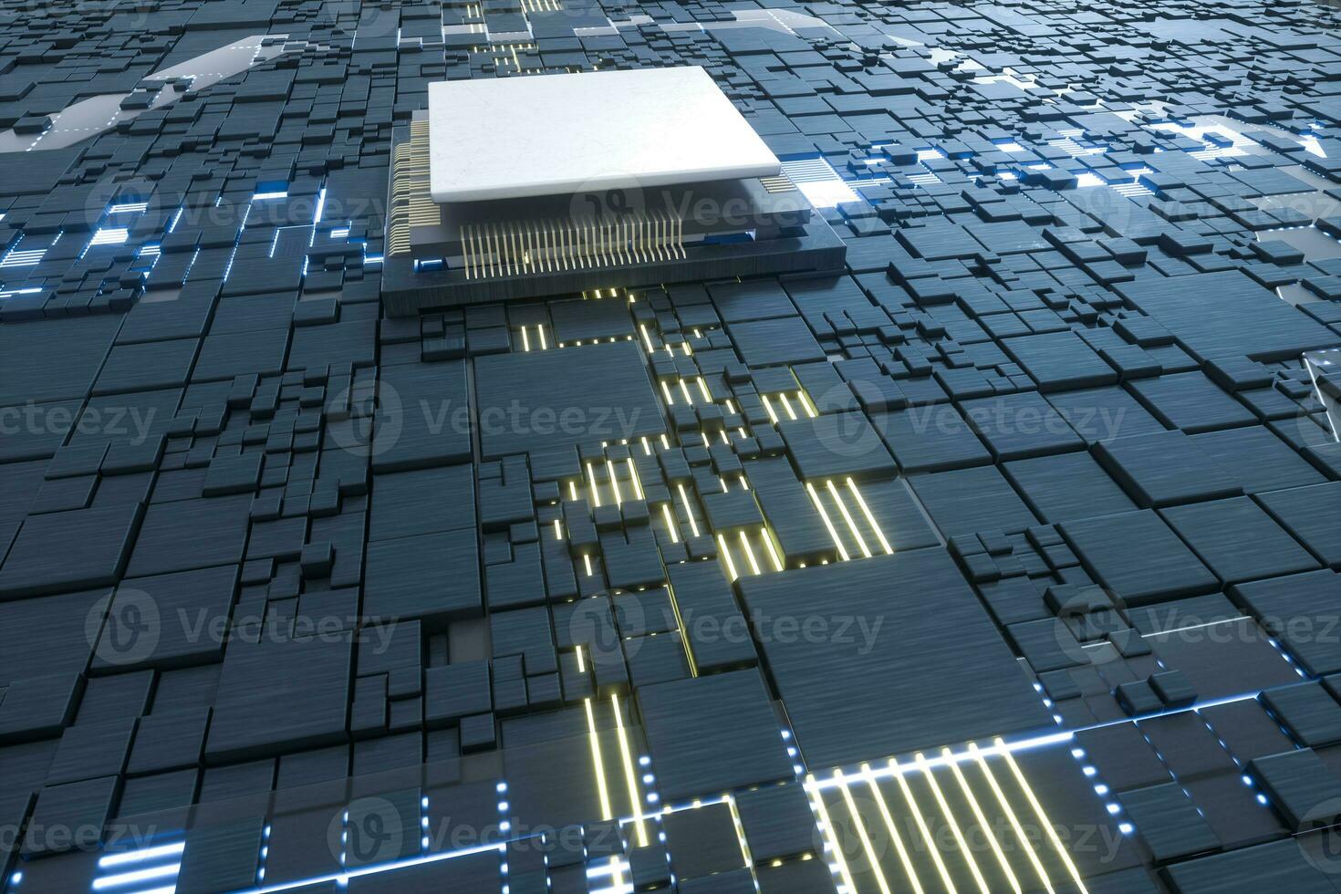 Circuit board and electronic lines background, 3d rendering. photo