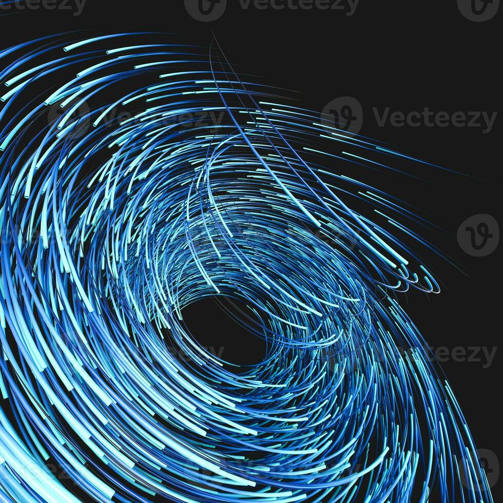 Blue swirling swirls with gradient lines, 3d rendering photo