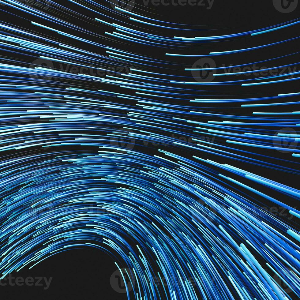 Blue swirling swirls with gradient lines, 3d rendering photo