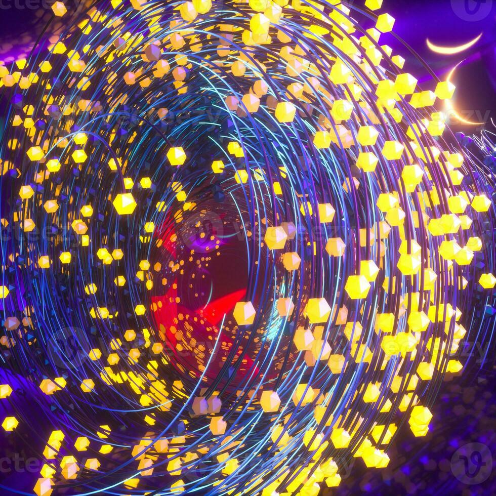 Swirling swirls with gradient lines, 3d rendering photo