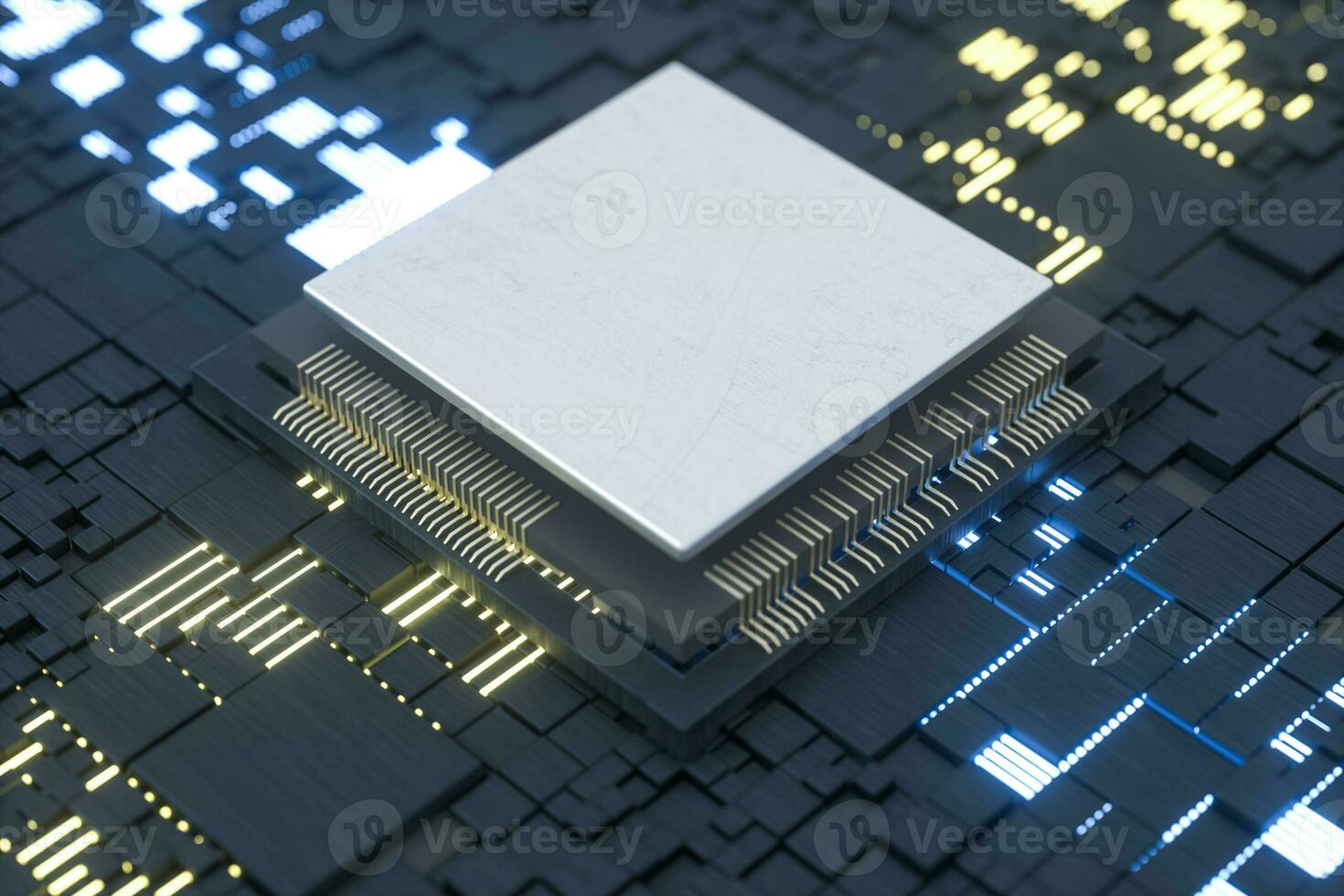 Circuit board and electronic lines background, 3d rendering. photo