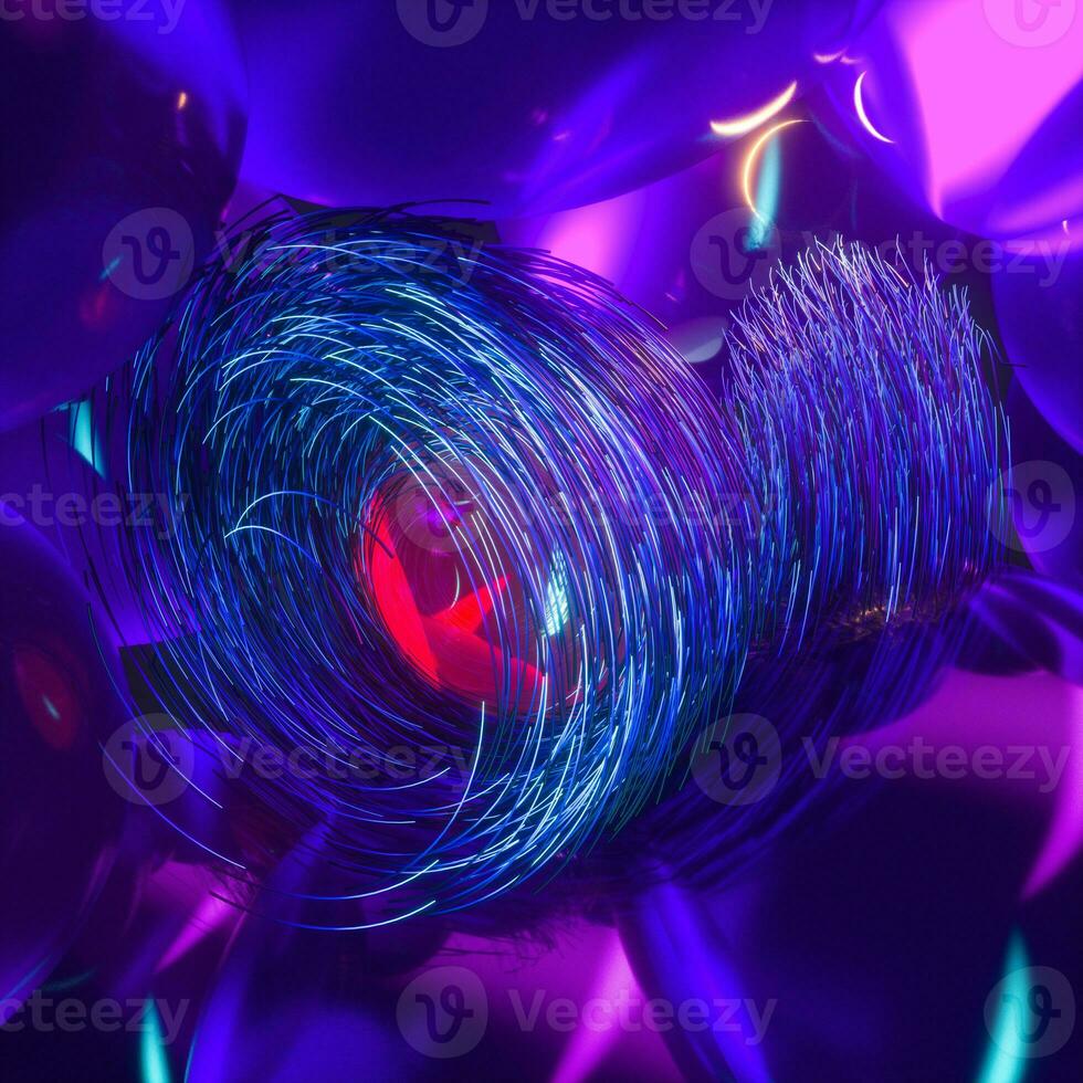 Swirling swirls with gradient lines, 3d rendering photo