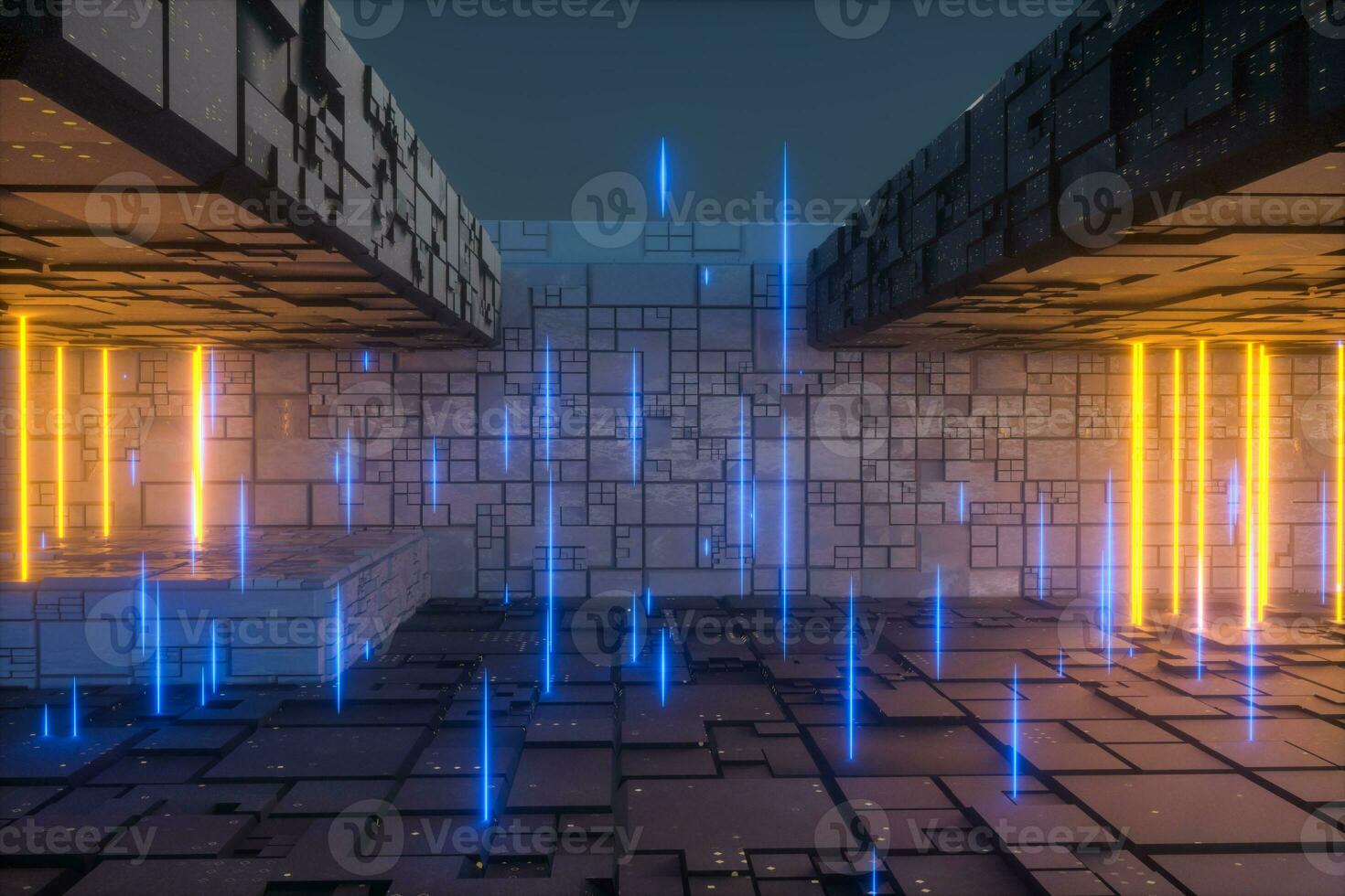 The dark mysterious abandoned room, fantasy scene, 3d rendering. photo