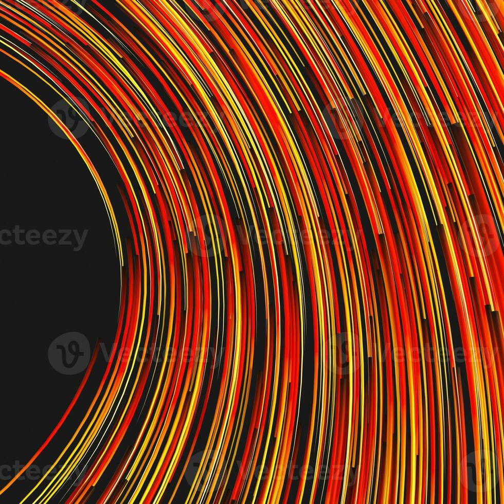 Orange swirling swirls with gradient lines, 3d rendering photo