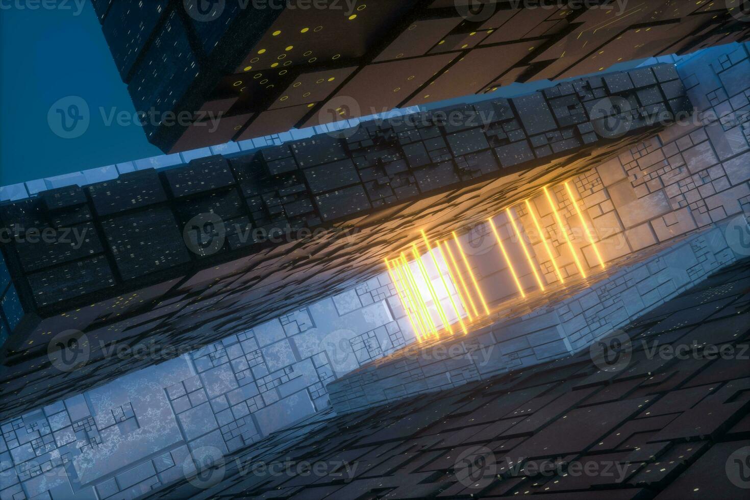 The dark mysterious abandoned room, fantasy scene, 3d rendering. photo