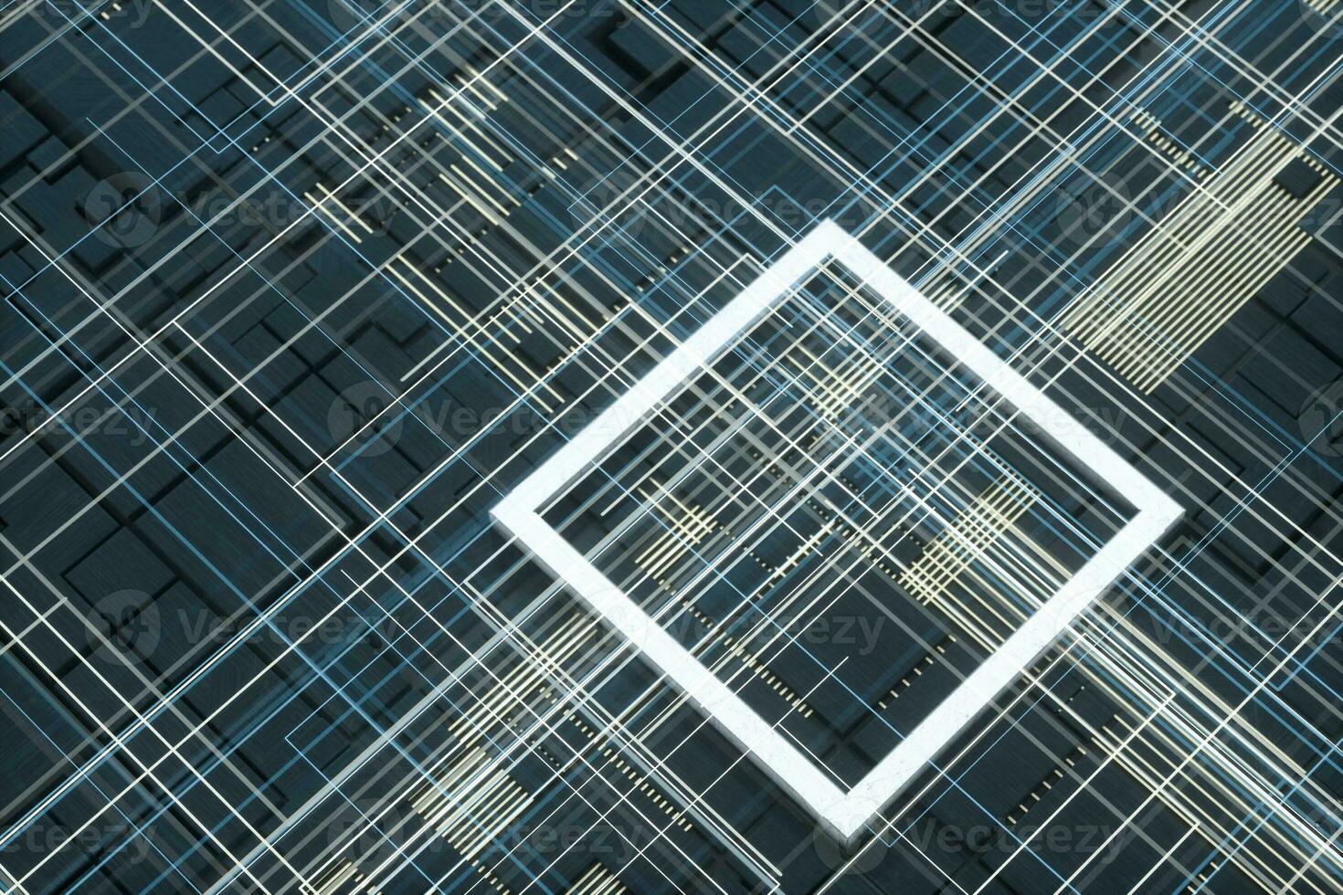 Circuit board and electronic lines background, 3d rendering. photo