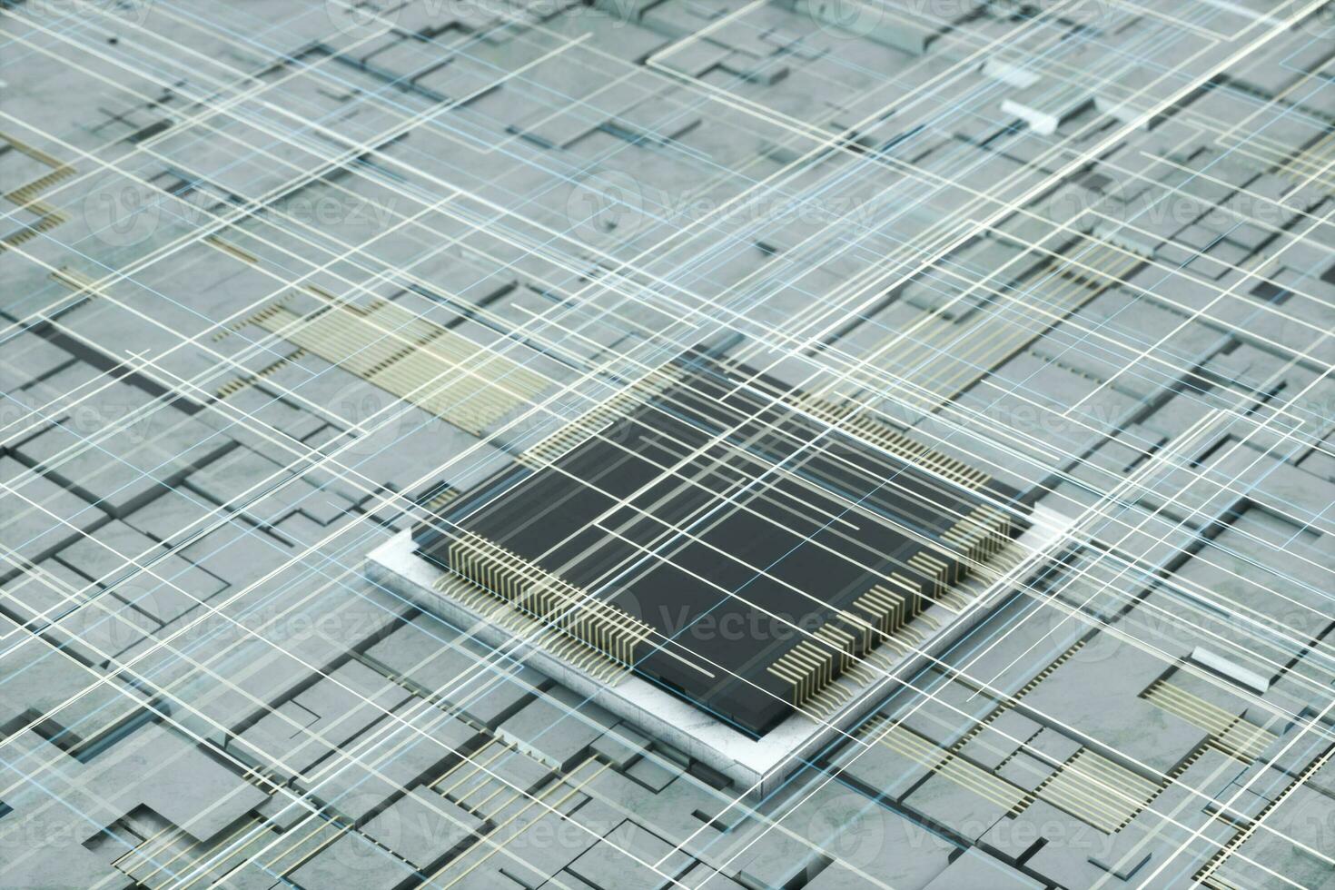 Circuit board and electronic lines background, 3d rendering. photo