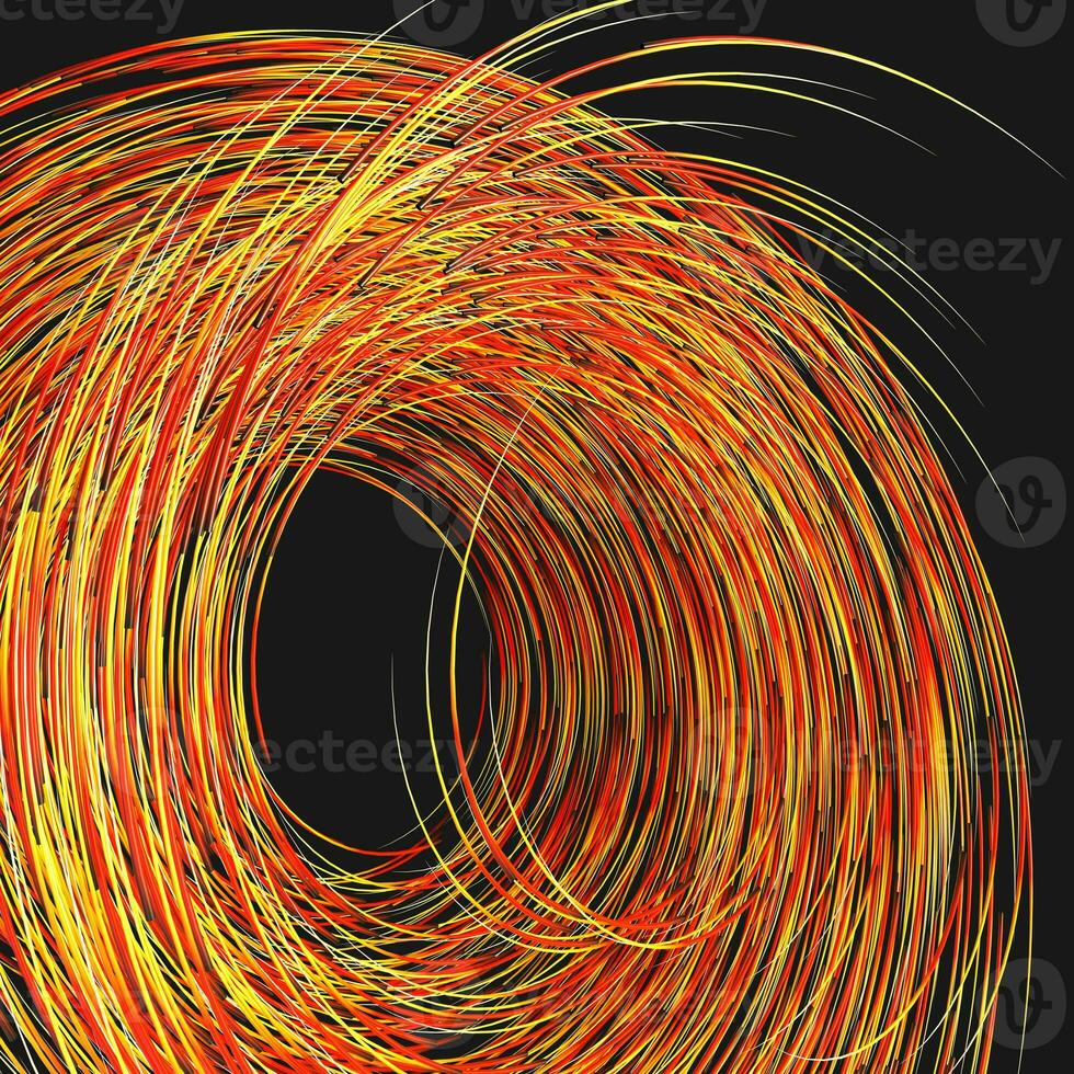 Orange swirling swirls with gradient lines, 3d rendering photo