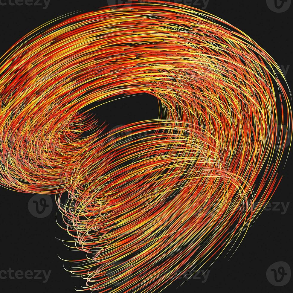 Orange swirling swirls with gradient lines, 3d rendering photo
