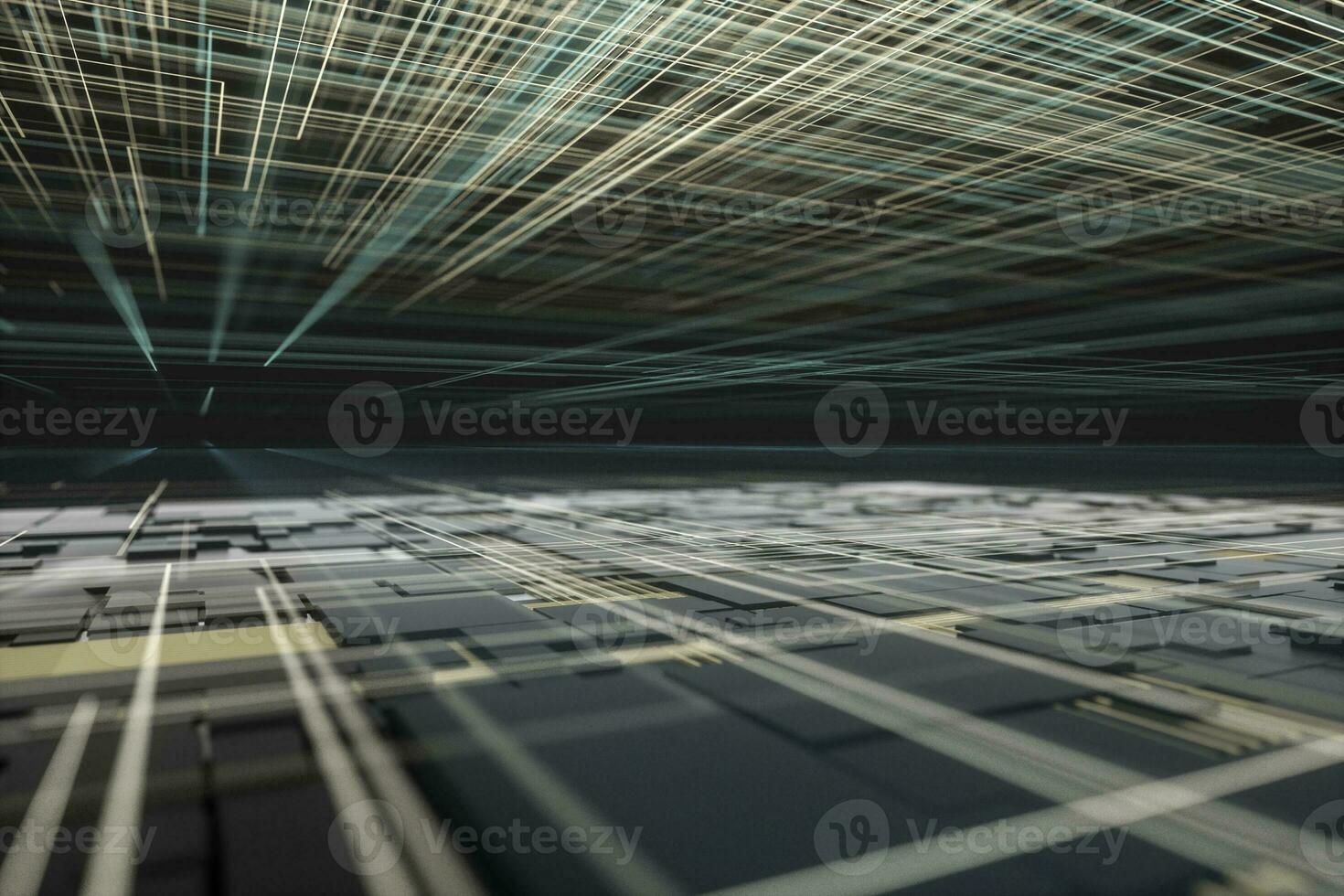 Glowing big data lines and technological background, 3d rendering. photo