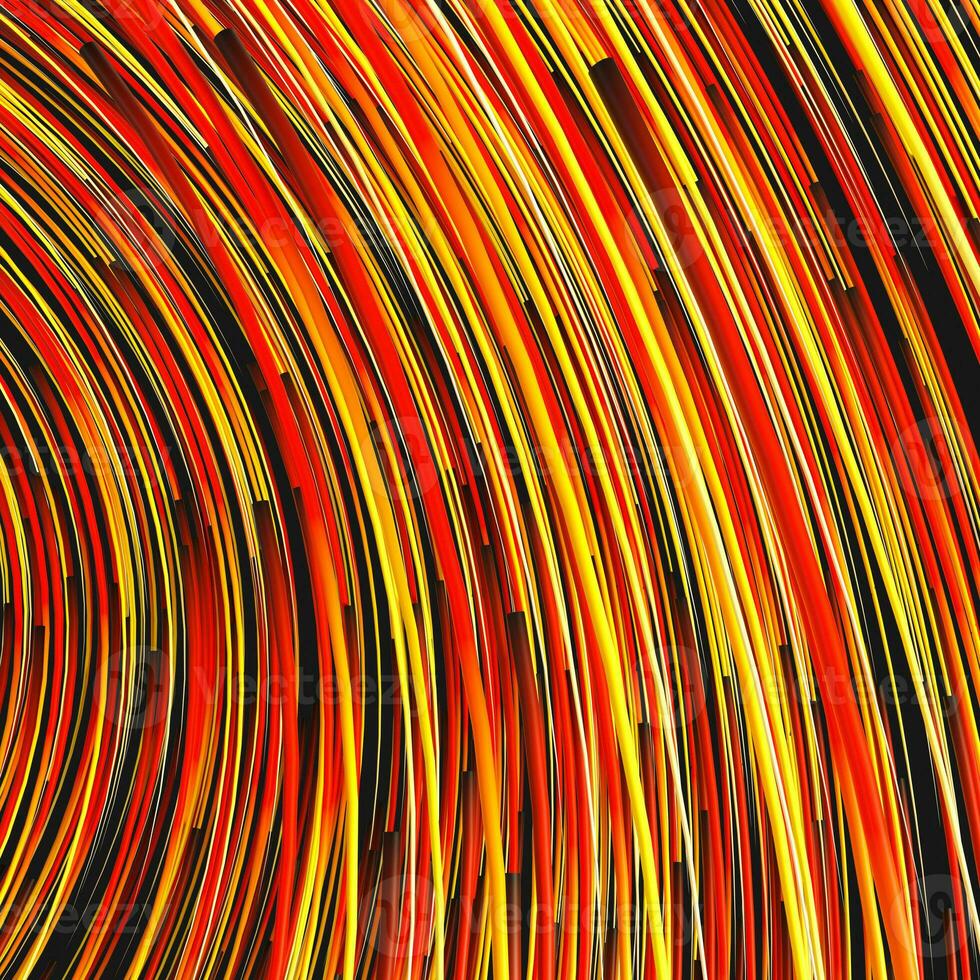 Orange swirling swirls with gradient lines, 3d rendering photo