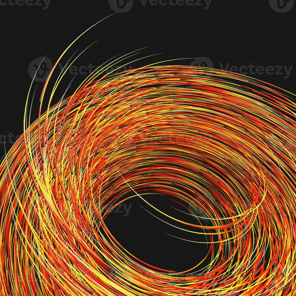 Orange swirling swirls with gradient lines, 3d rendering photo