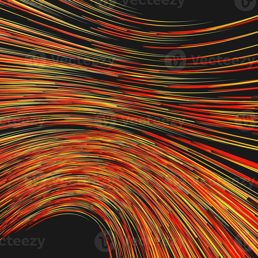 Orange swirling swirls with gradient lines, 3d rendering photo