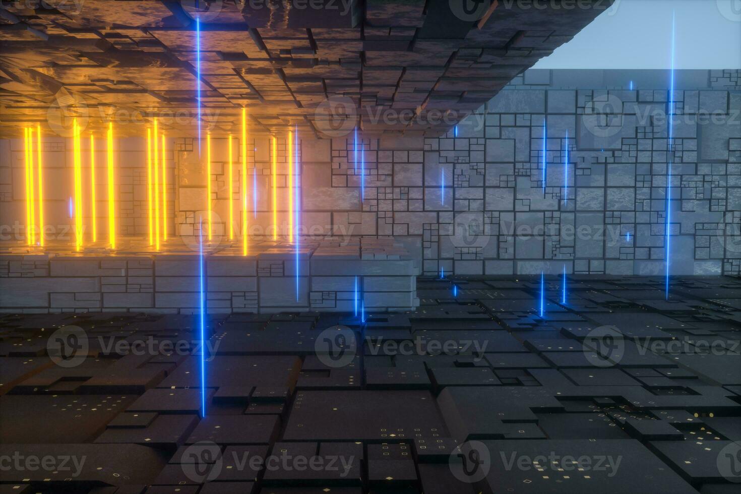 The dark mysterious abandoned room, fantasy scene, 3d rendering. photo