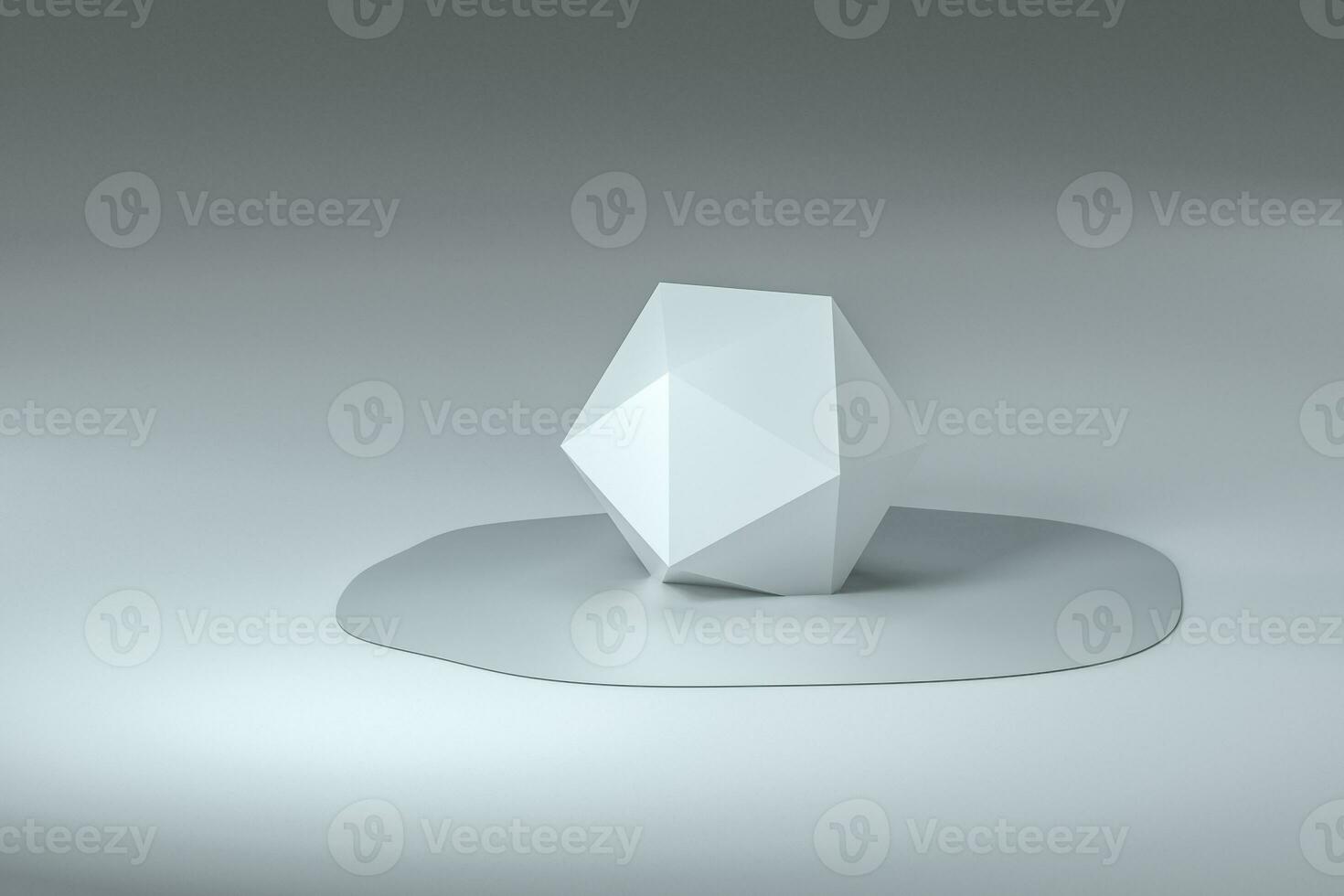 3d representación, creativo Derretido geometría con blanco antecedentes foto