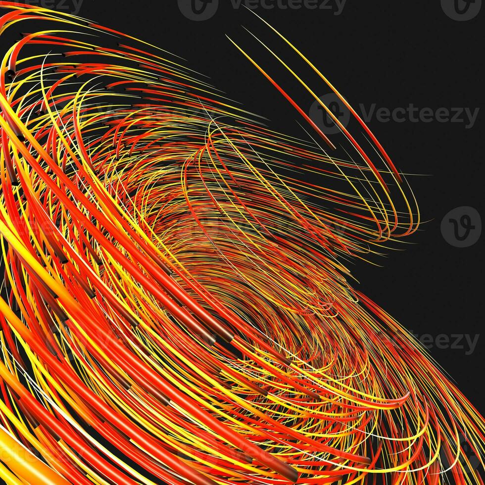 Orange swirling swirls with gradient lines, 3d rendering photo