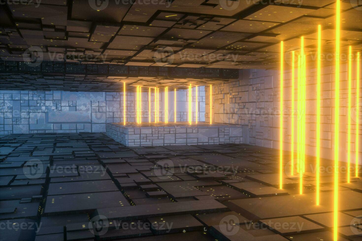 The dark mysterious abandoned room, fantasy scene, 3d rendering. photo