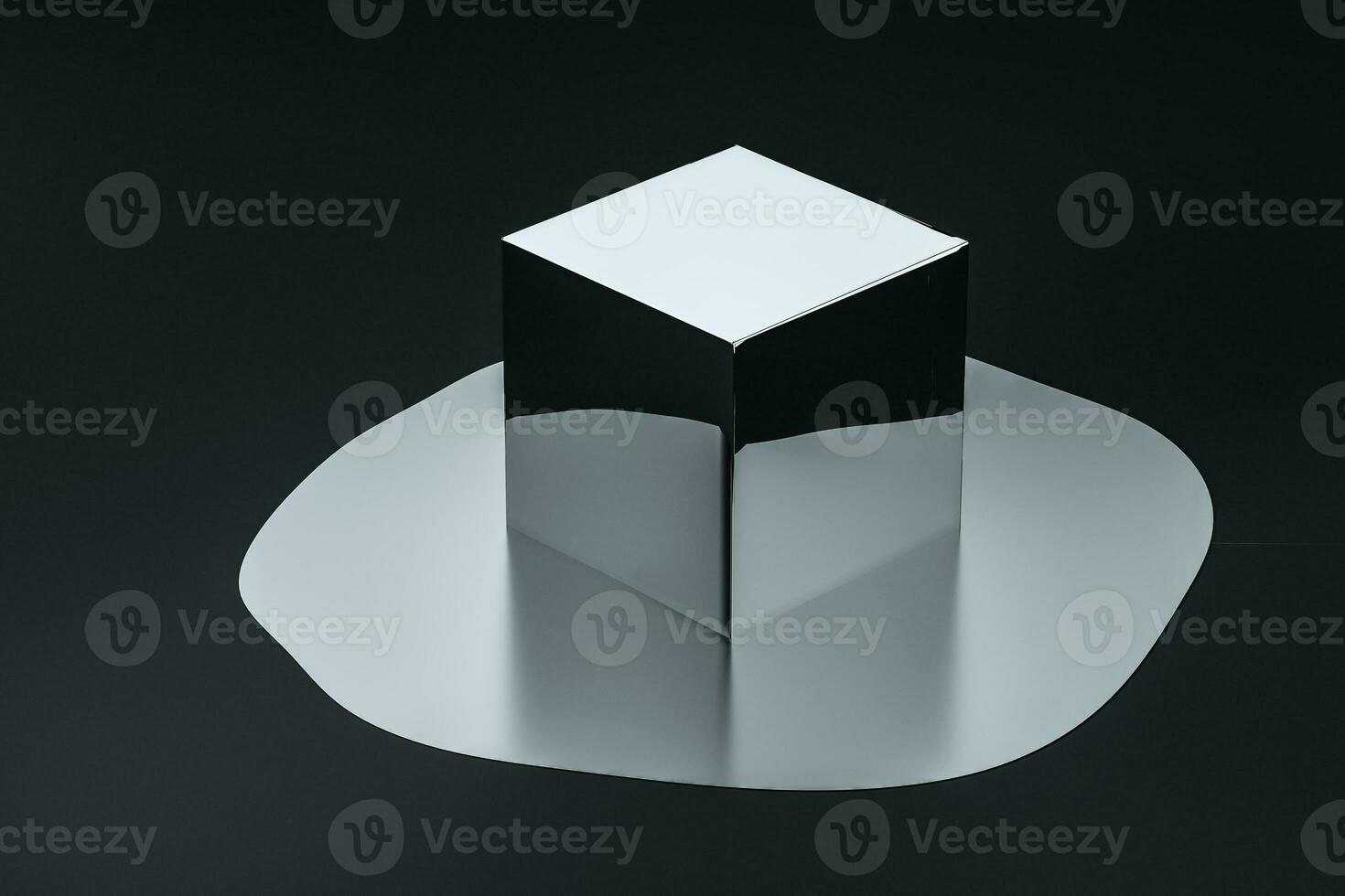 3d rendering, creative melted geometry with dark background photo