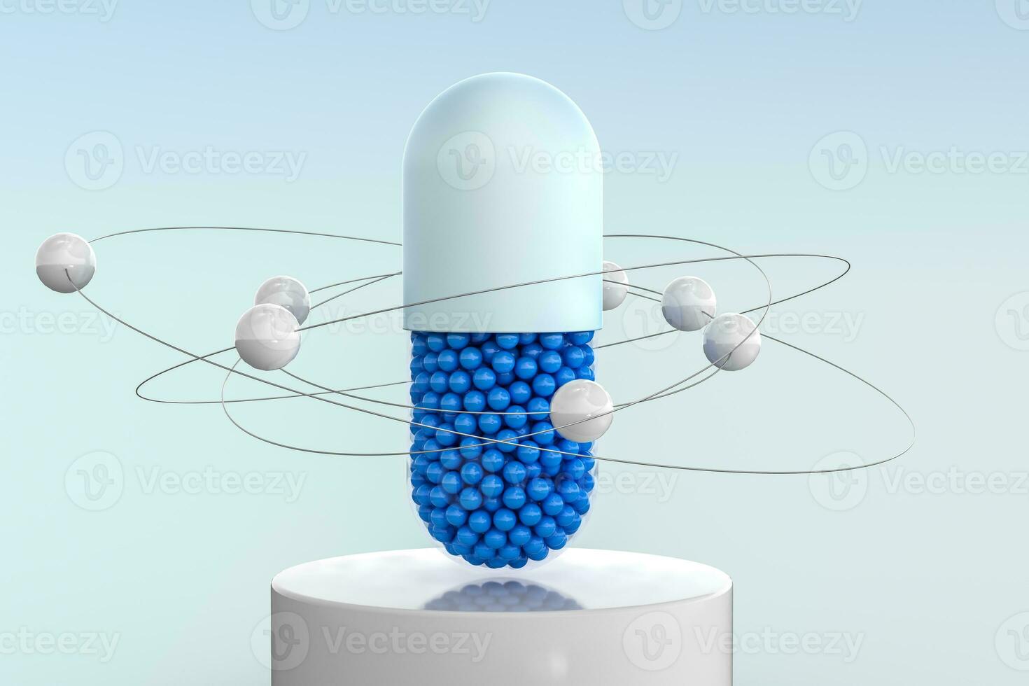 3d rendering, blue capsule with white background photo