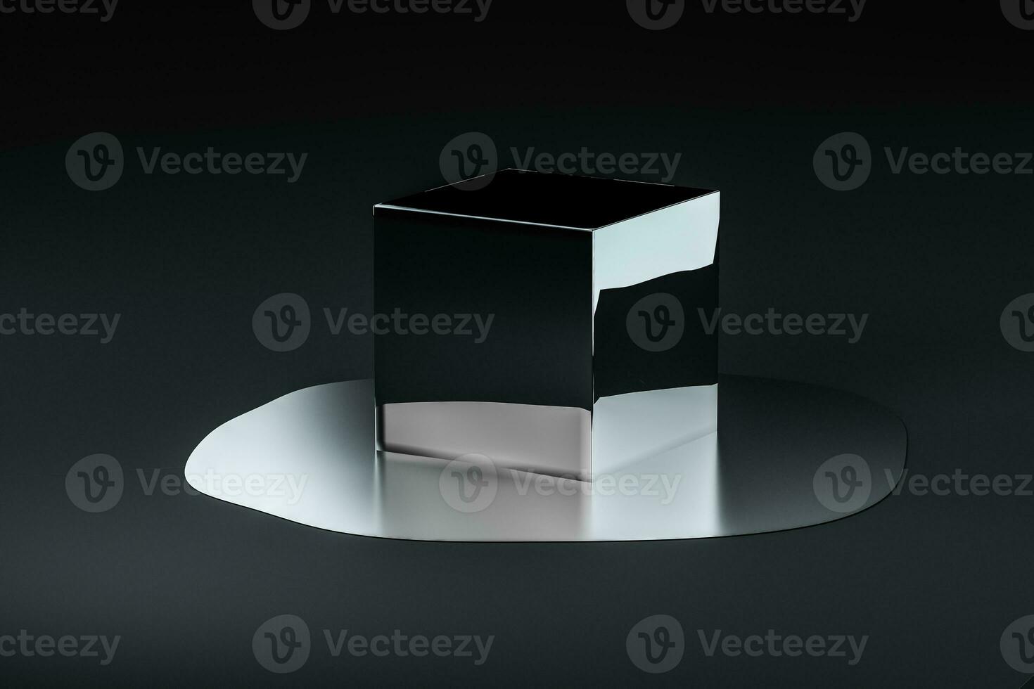 3d rendering, creative melted geometry with dark background photo