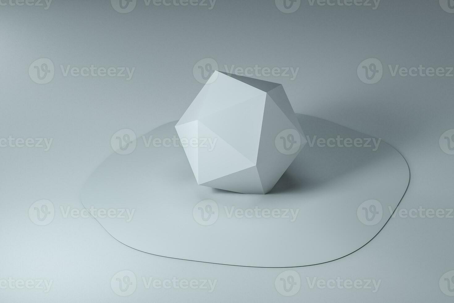 3d rendering, creative melted geometry with white background photo