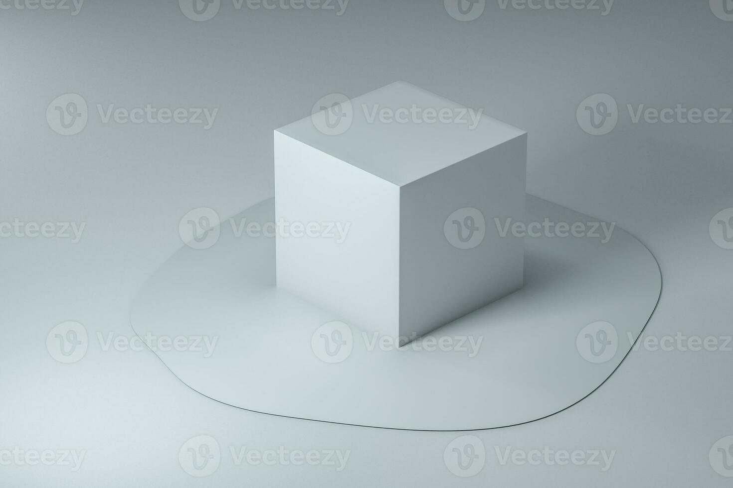 3d rendering, creative melted geometry with white background photo