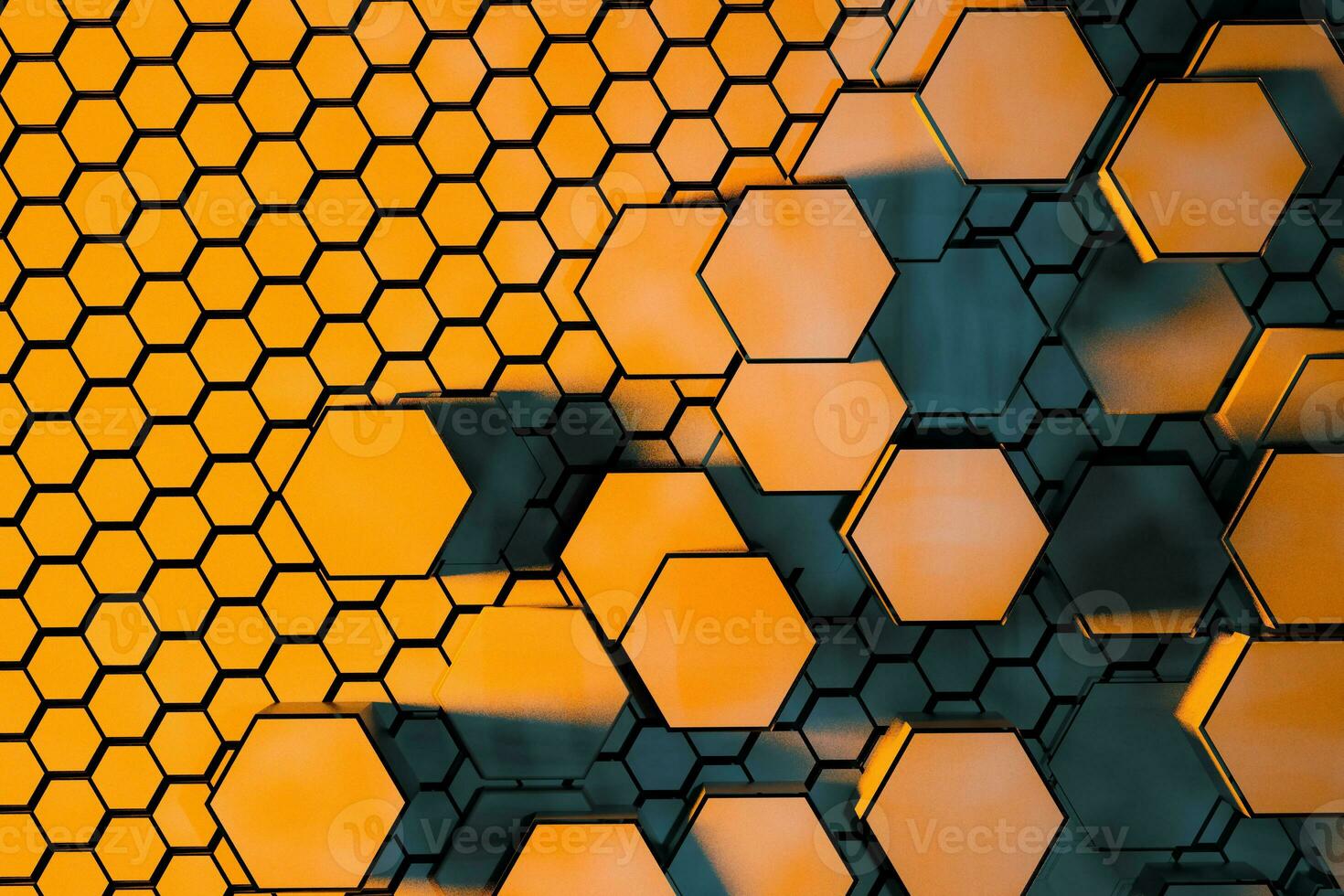 3d rendering, dark hexagonal background, sci-fi background photo